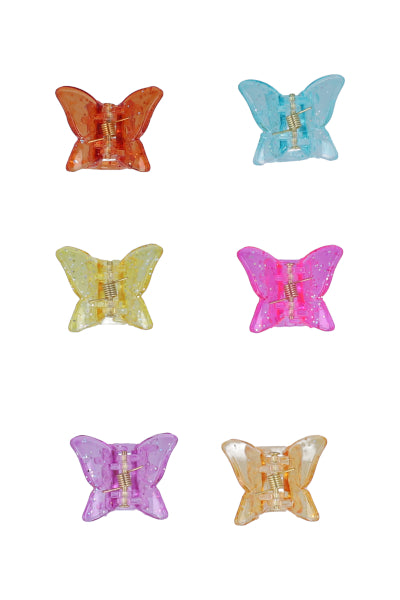 Set 6 piezas pinza mariposa glitter