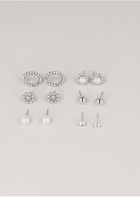 6 Pr Aretes Perlas PLATA
