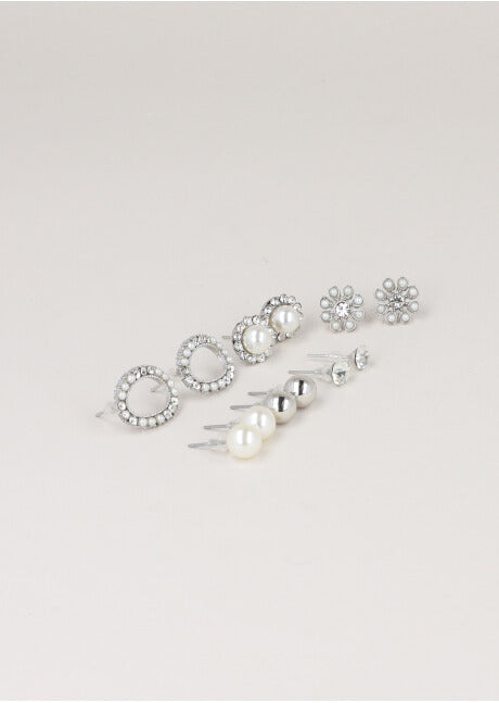 6 Pr Aretes Perlas PLATA