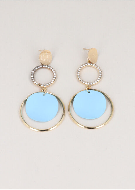 Aretes Triple Circulo Color AZUL