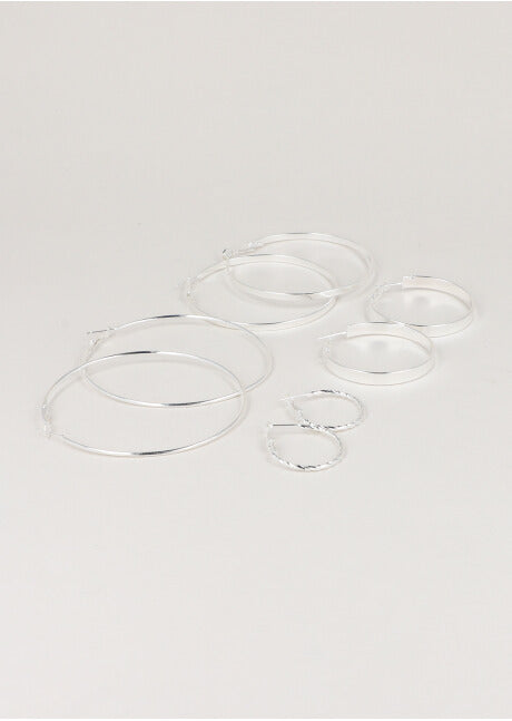 Set 4 pares arracadas metálicas PLATA