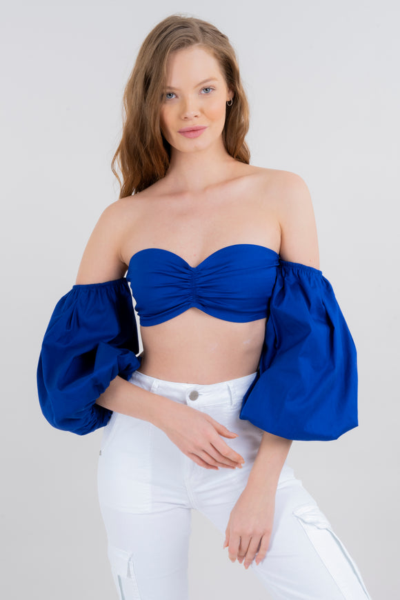 Top crop mangas abullonadas