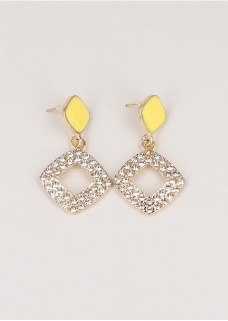 Aretes Rombo Brillos AMARILLO