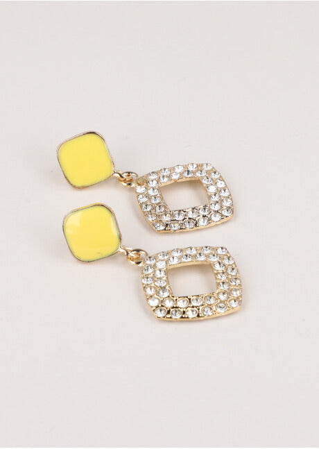 Aretes Rombo Brillos AMARILLO