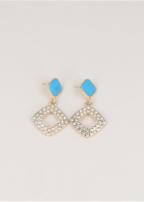 Aretes Rombo Brillos AZUL