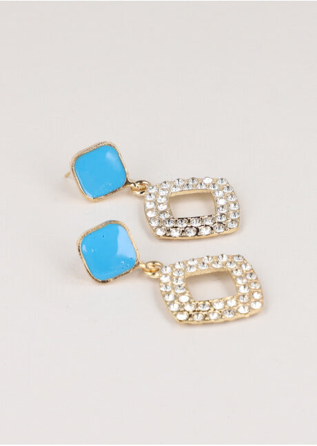 Aretes Rombo Brillos AZUL