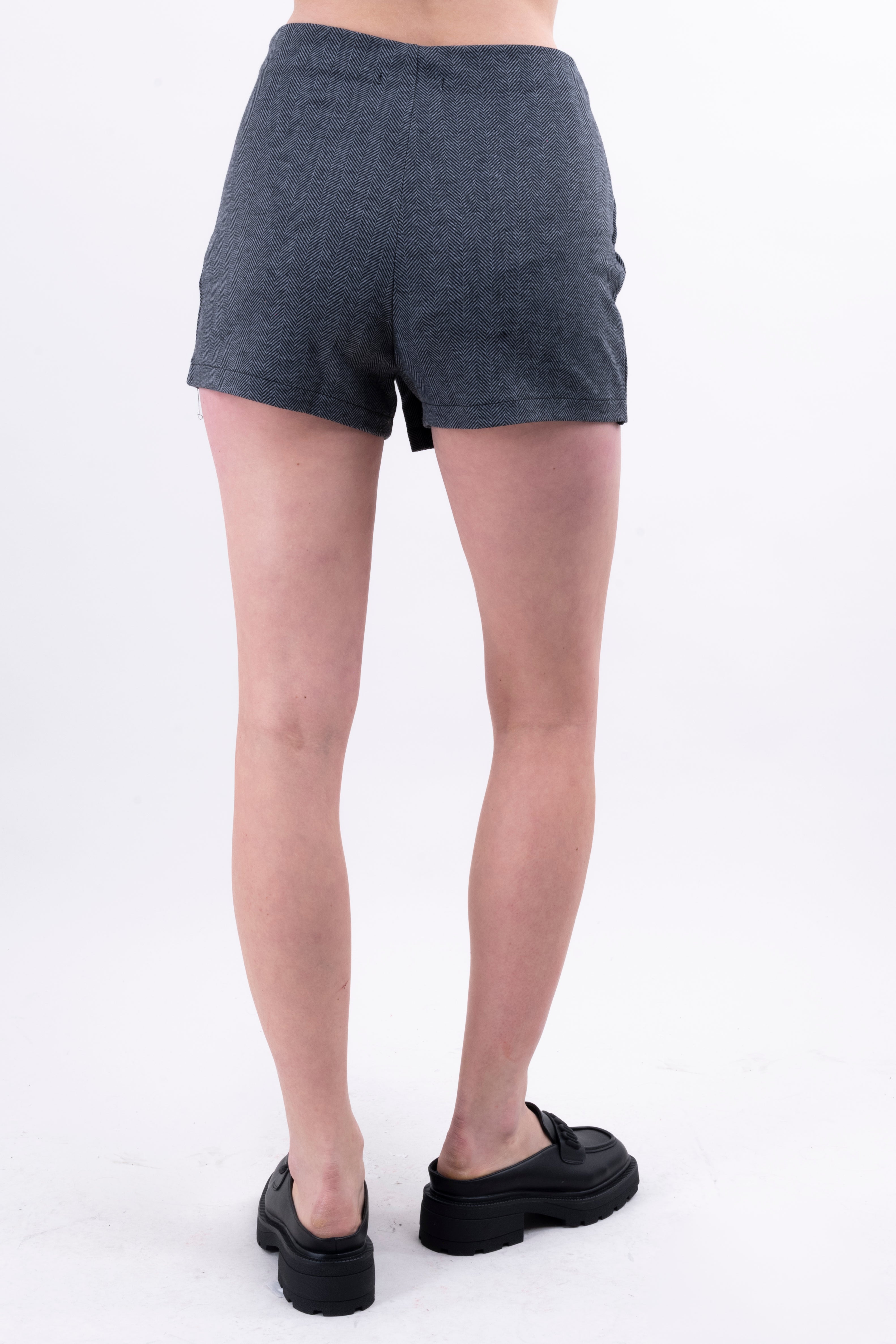 Falda short jaspeada botones GRIS