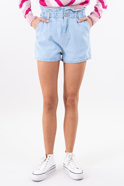 Short Denim Paper Bag Liso SUPER BLEACHED