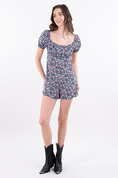 Romper flores espalda abierta