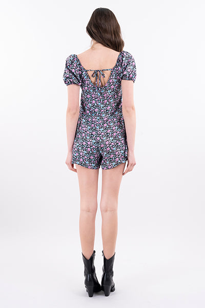 Romper flores espalda abierta NEGRO COMBO