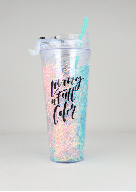 Vaso doble pared confeti MULTICOLOR BRILLANTE