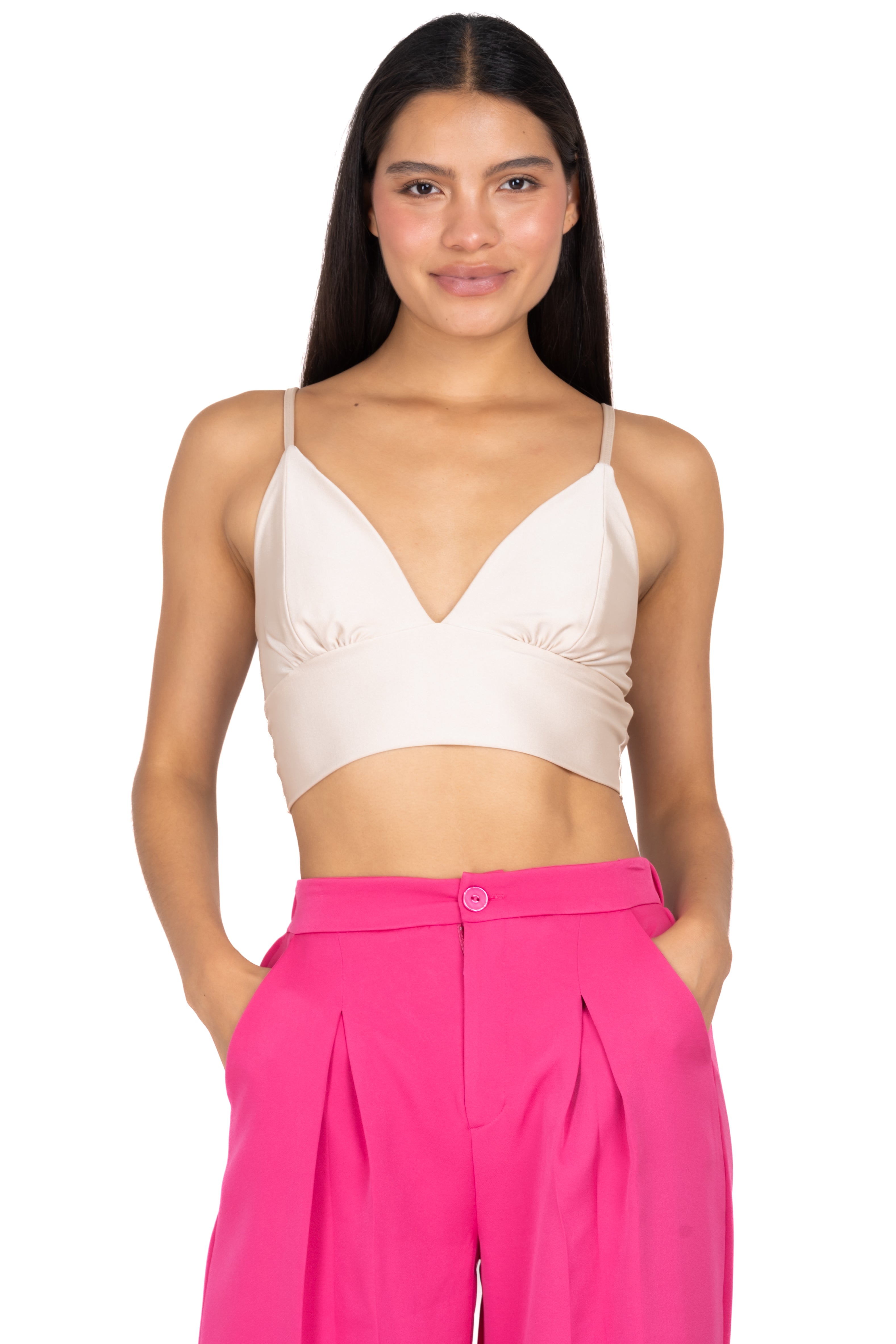 Top tirantes escote v HUESO