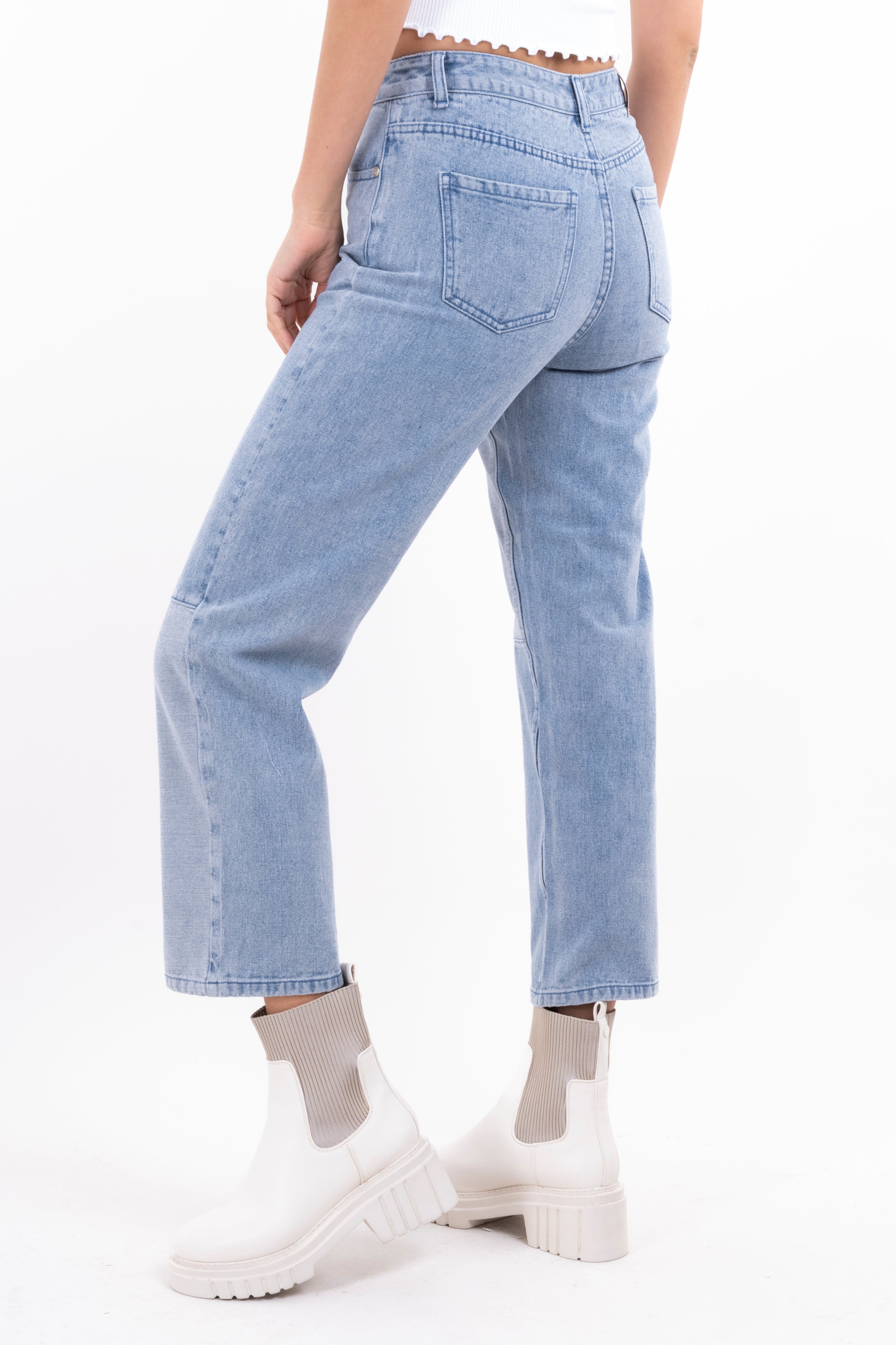 Jeans Mom Bloques Bicolor LIGHT WASH