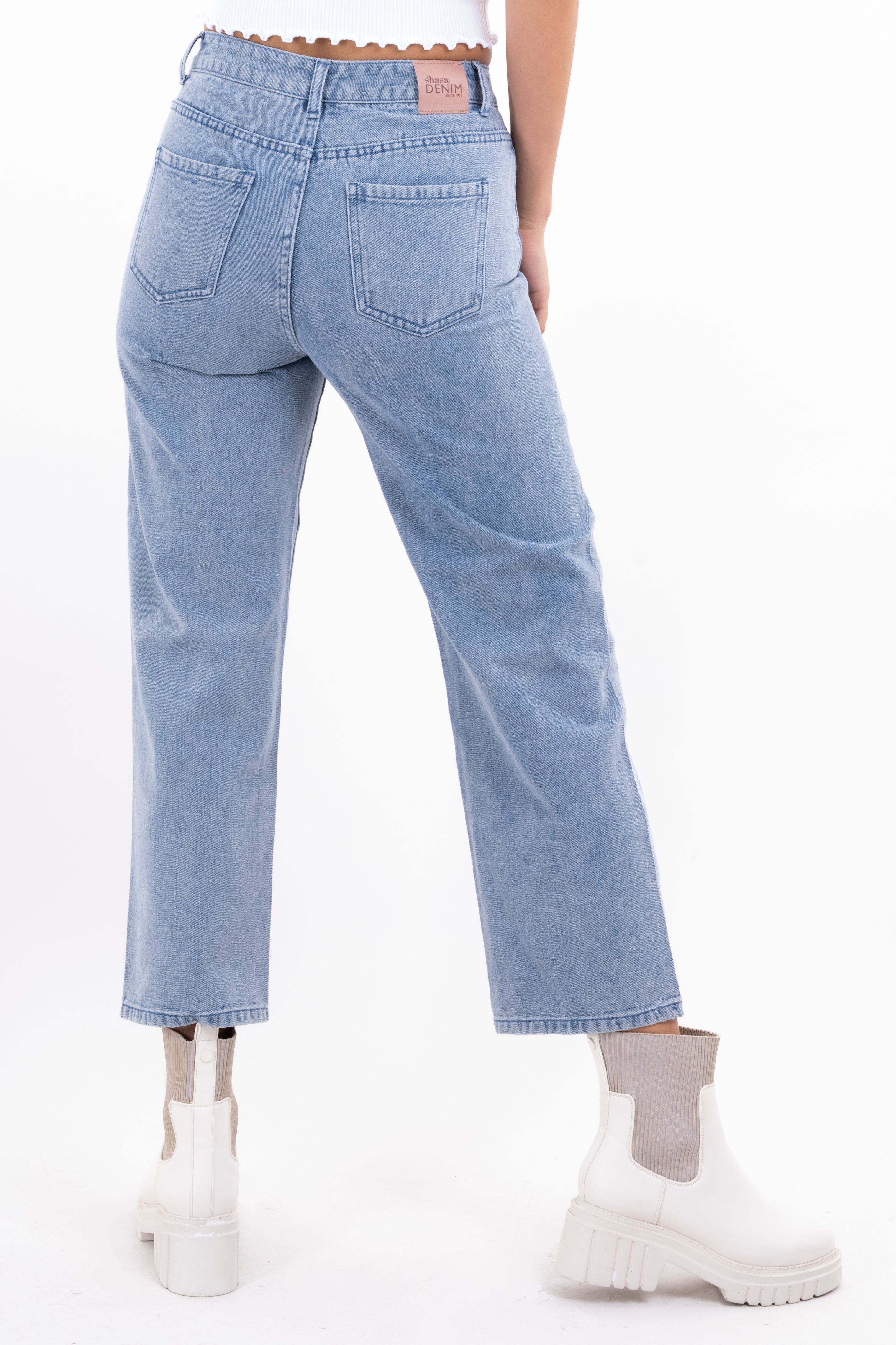 Jeans Mom Bloques Bicolor LIGHT WASH