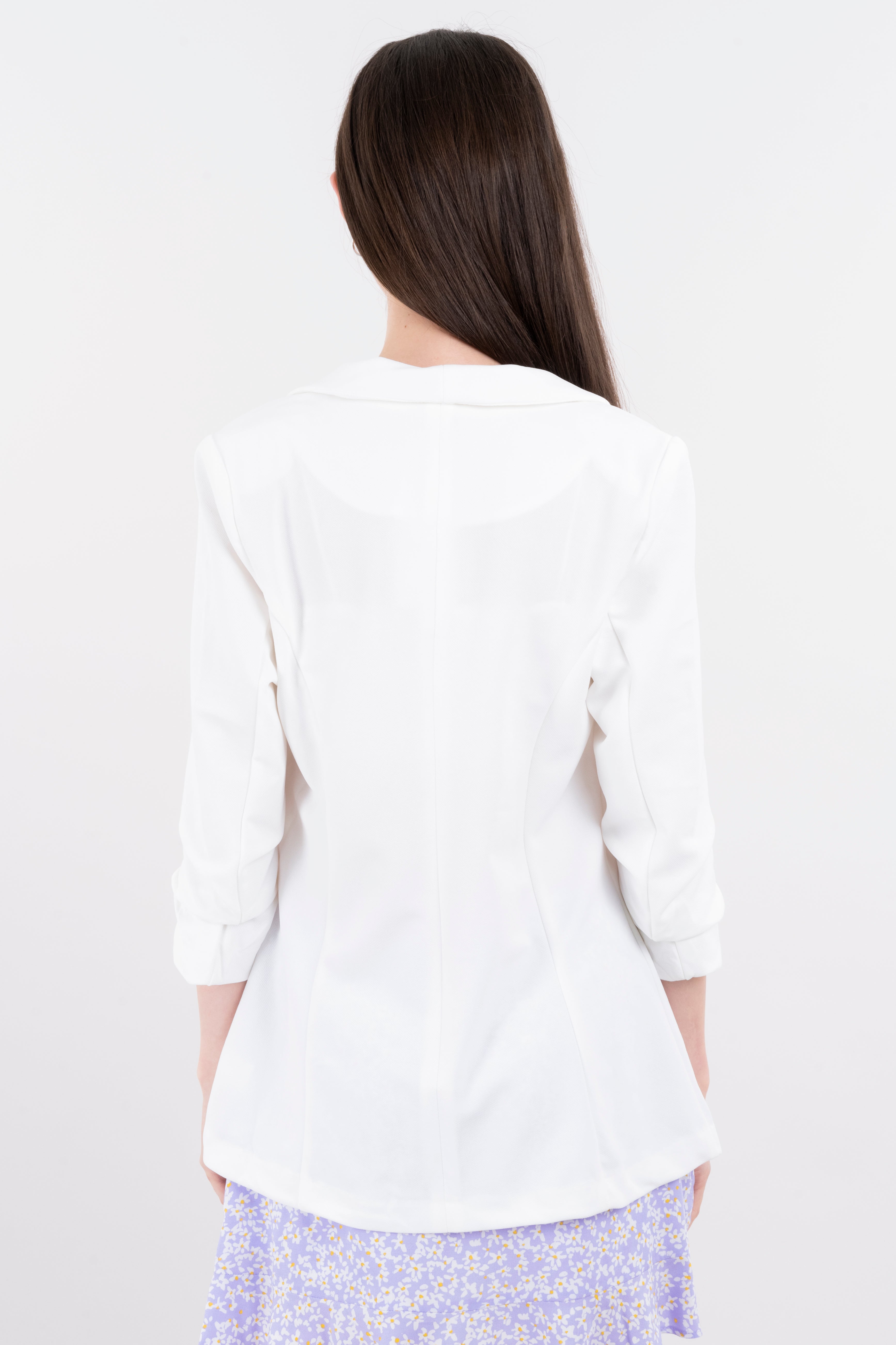 Blazer manga 3/4 fruncida bolsillo BLANCO