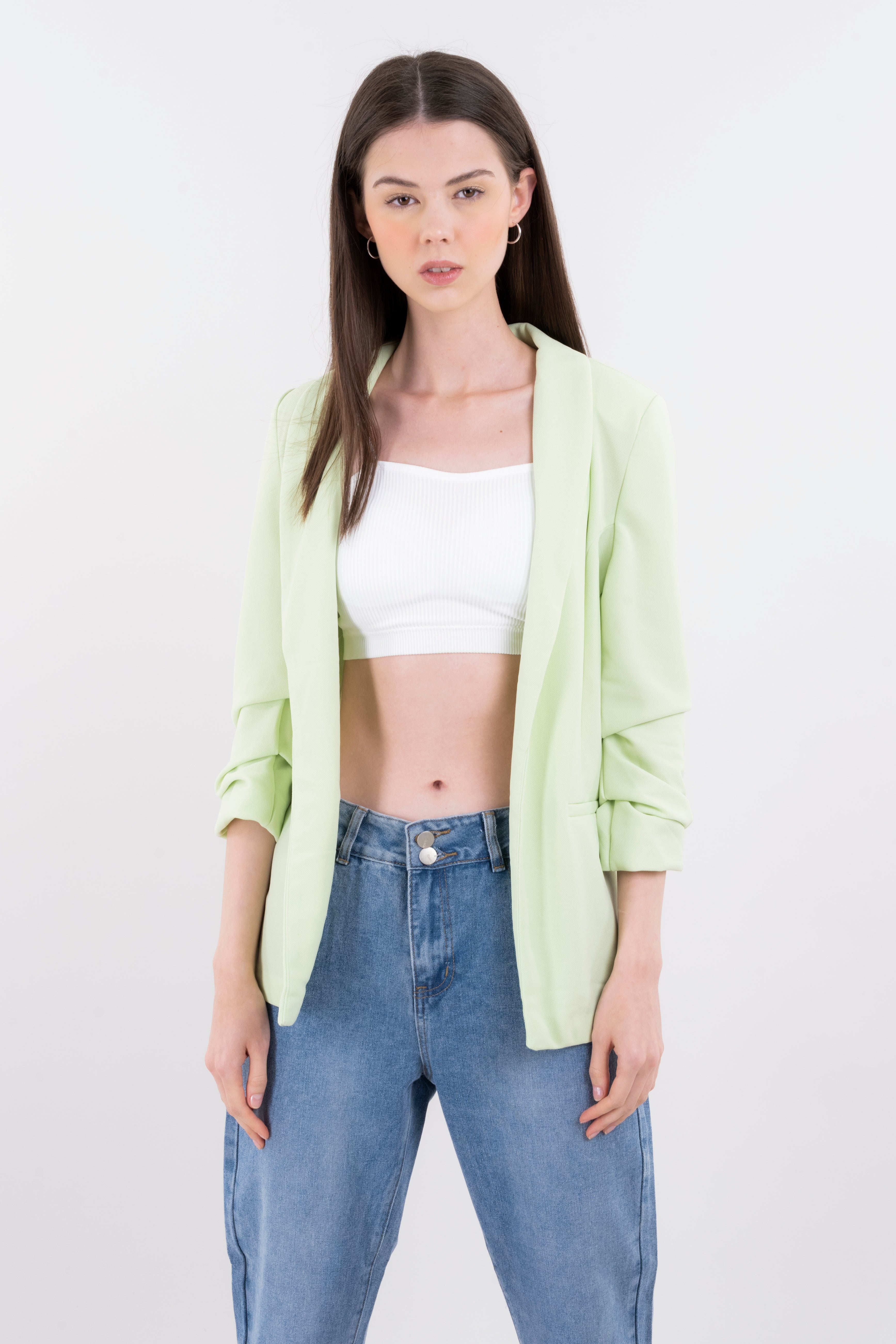 Blazer manga 3/4 fruncida bolsillo VERDE LIMA