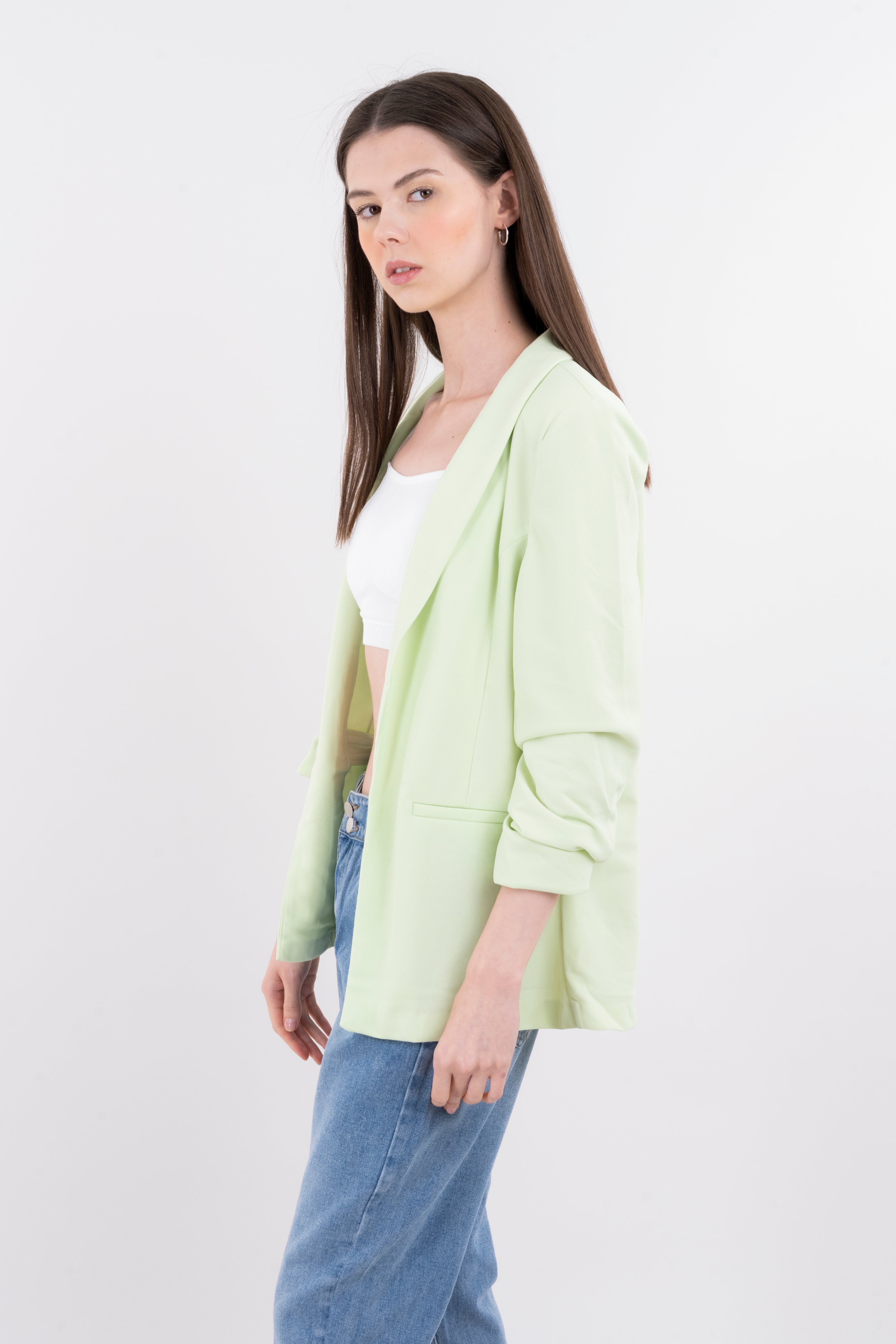 Blazer manga 3/4 fruncida bolsillo VERDE LIMA