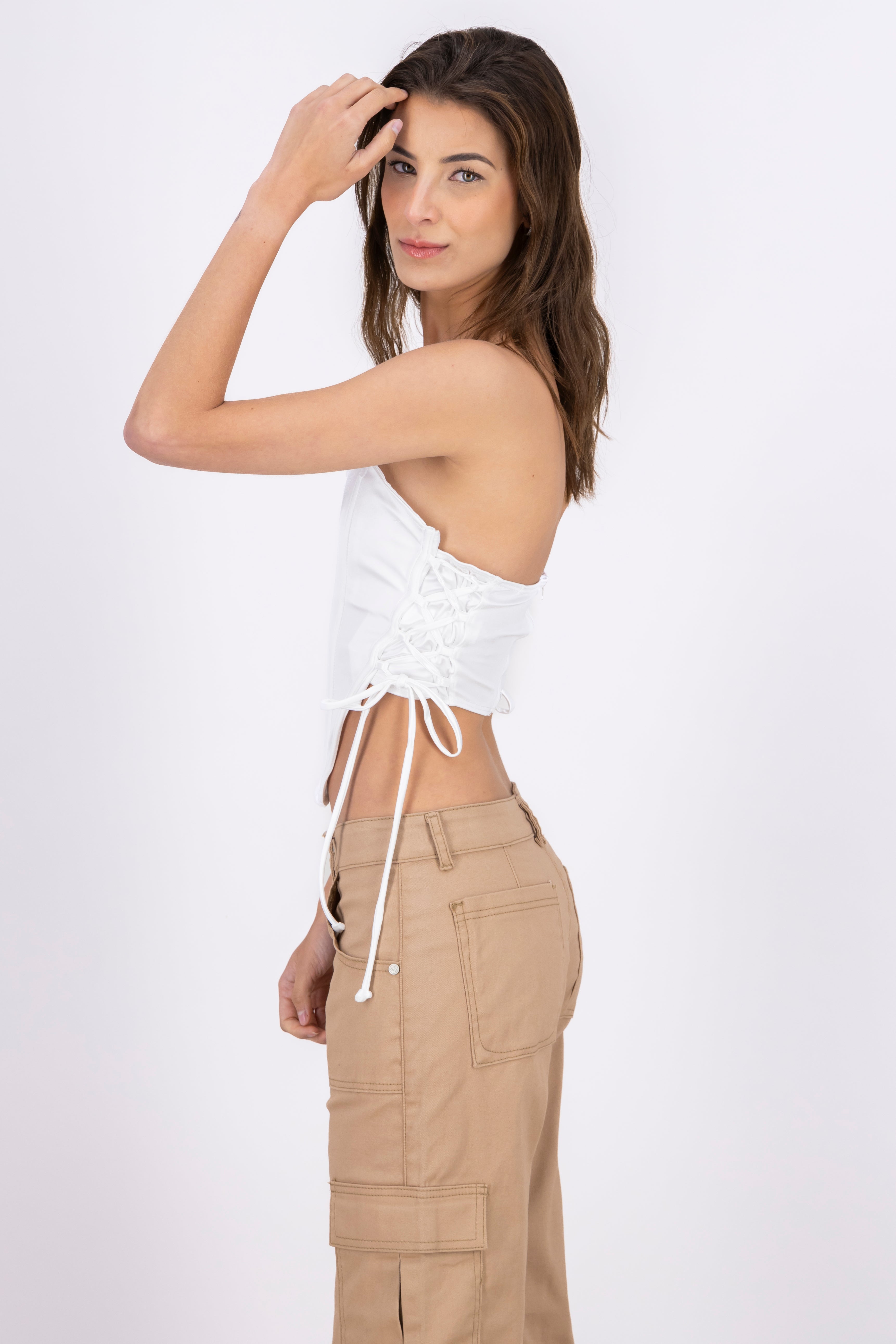 Corset satín cintas BLANCO