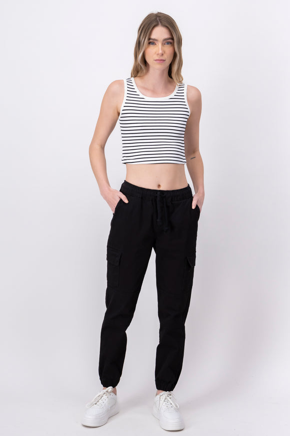 Jeans cargo elástico cintas