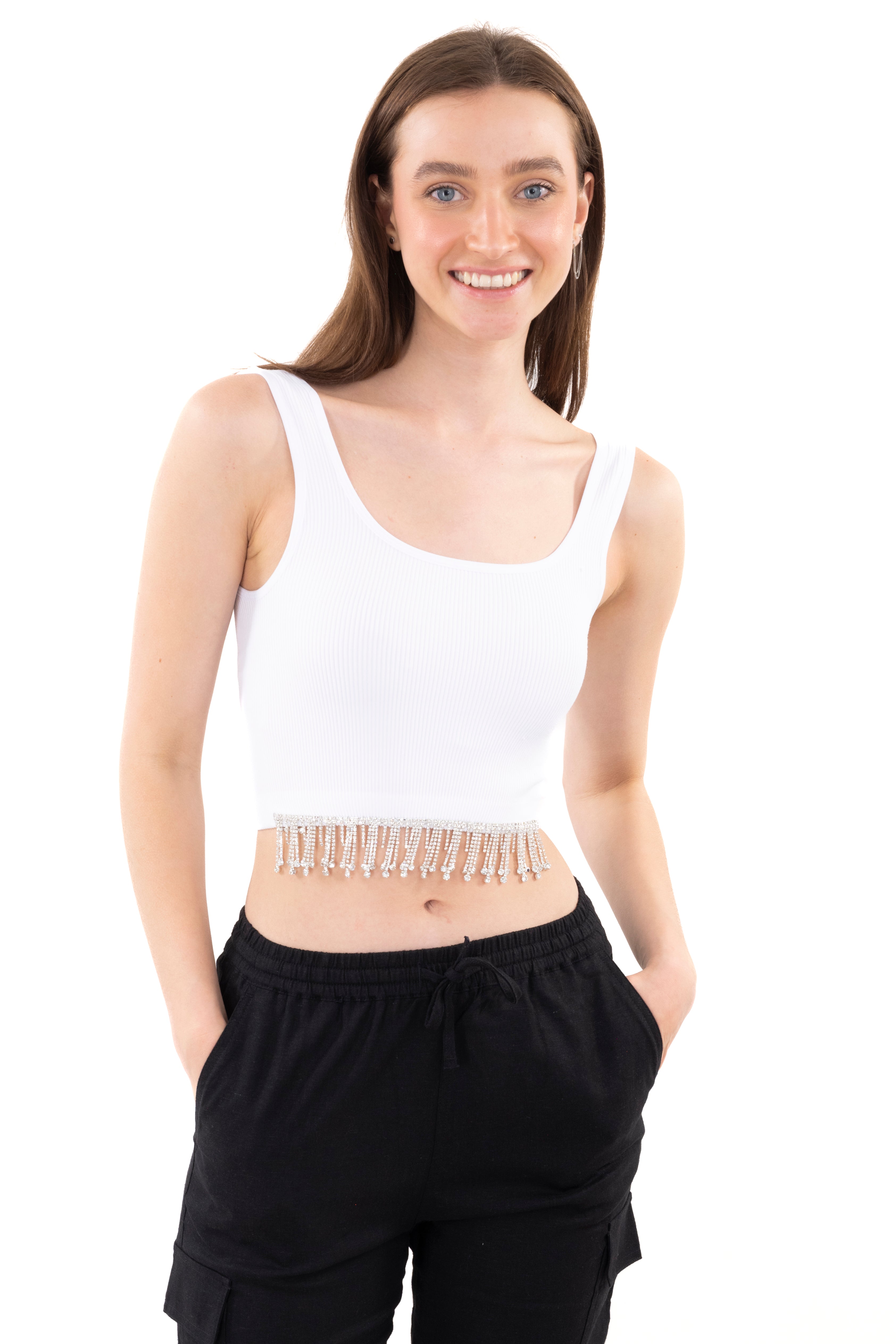 Top tirantes brillos BLANCO