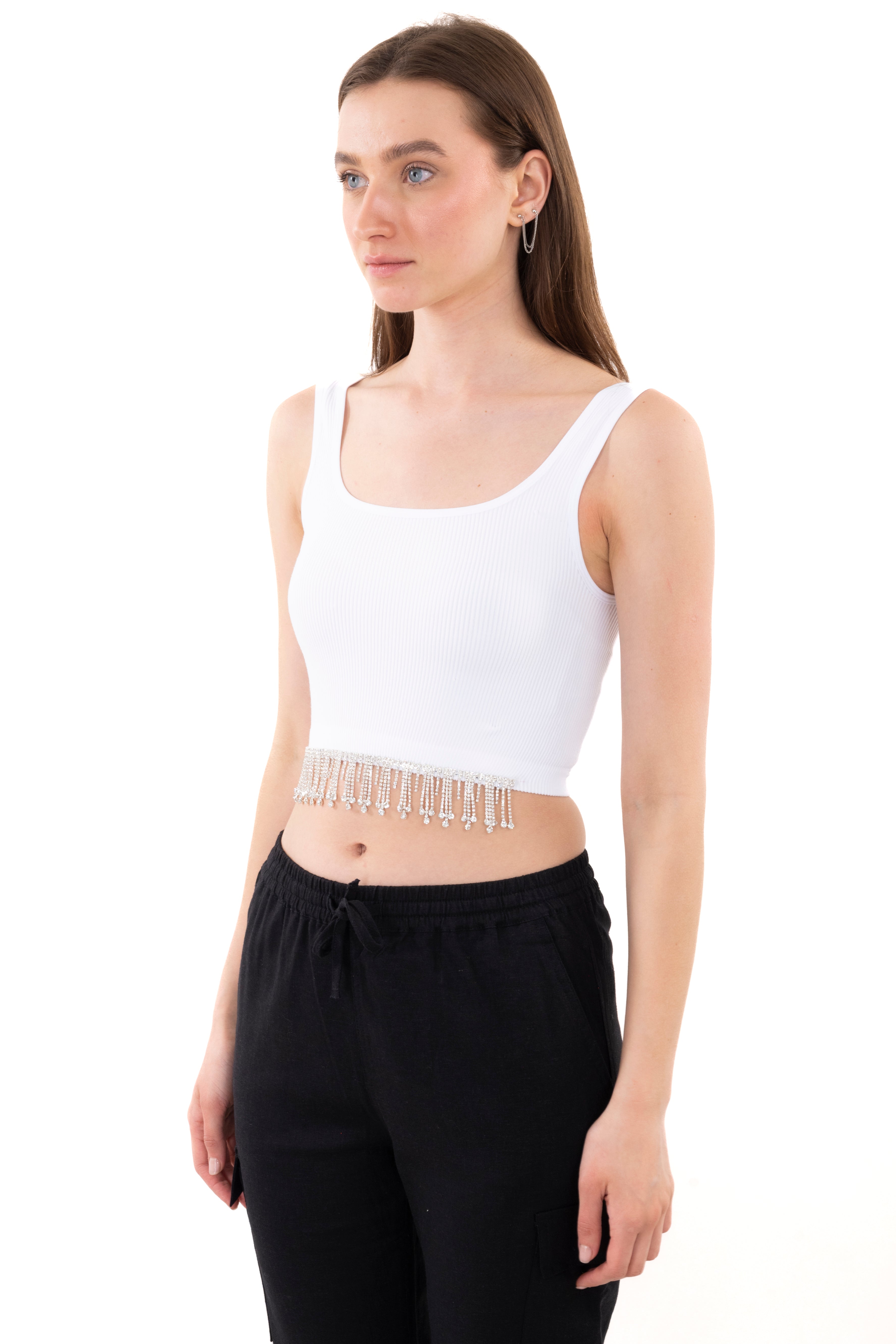 Top tirantes brillos BLANCO