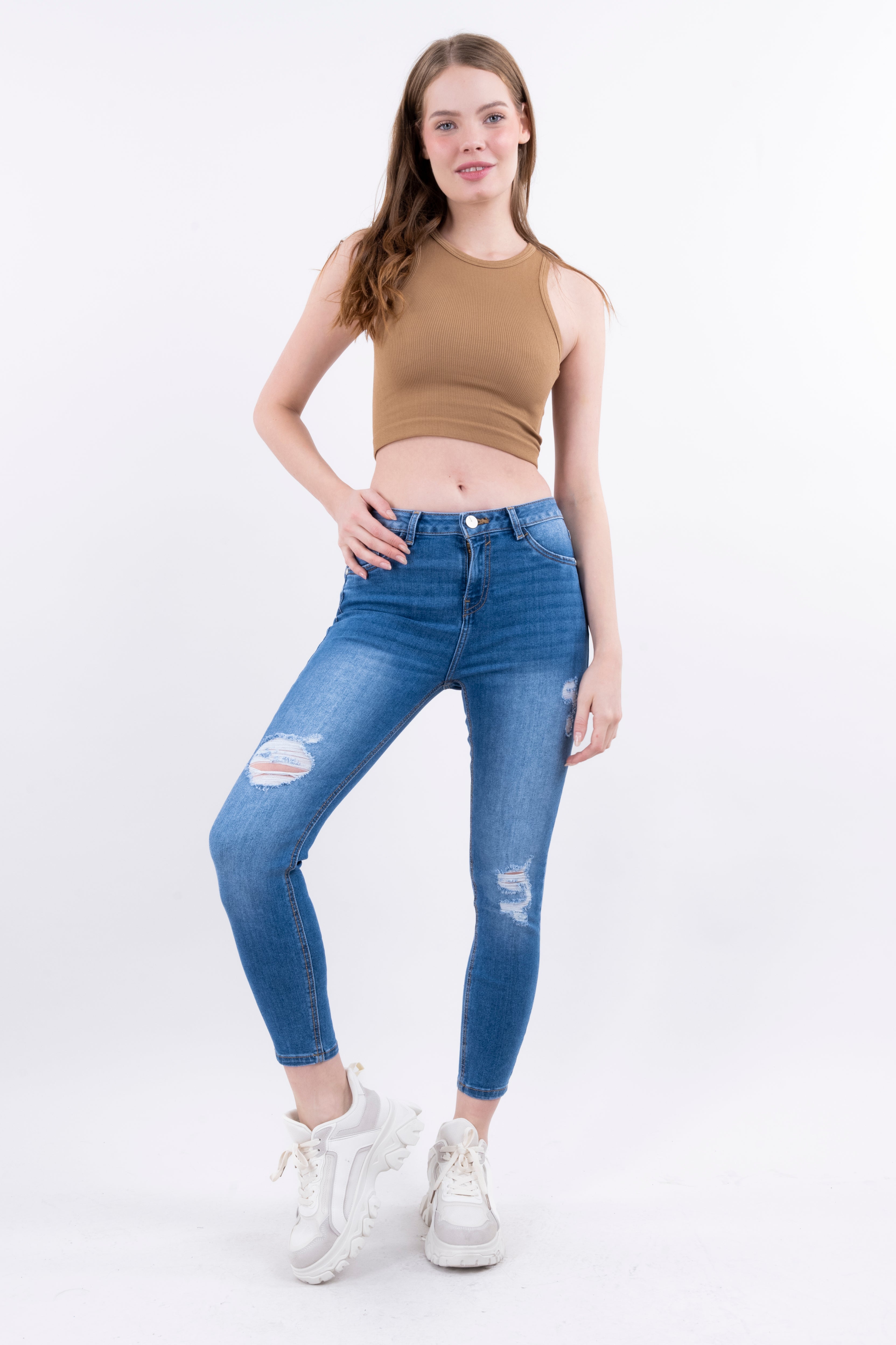 Jeans Skinny Con Desgastes MEDIUM WASH