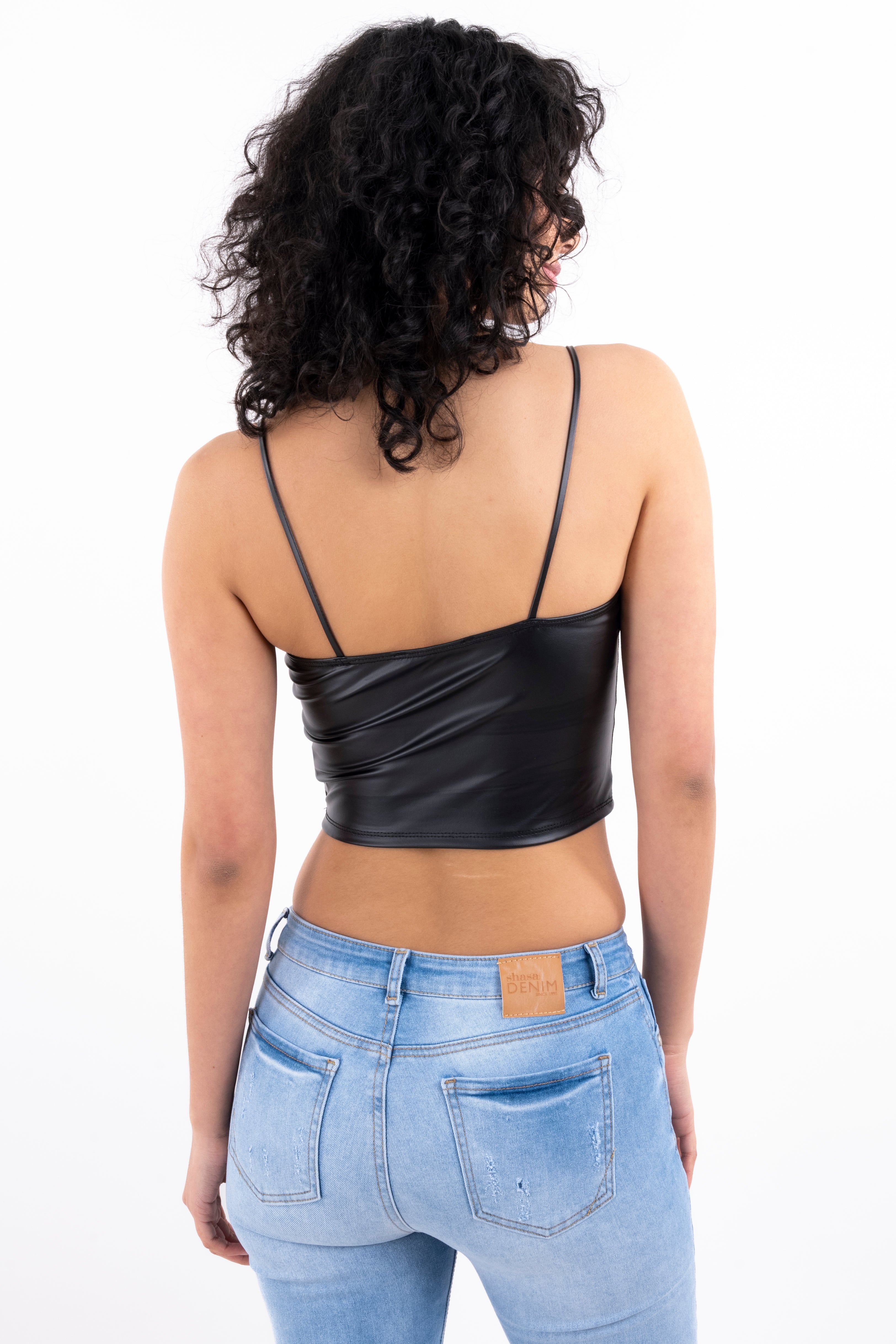 Top corset tirantes efecto piel NEGRO