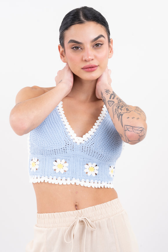 Top crop crochet flores