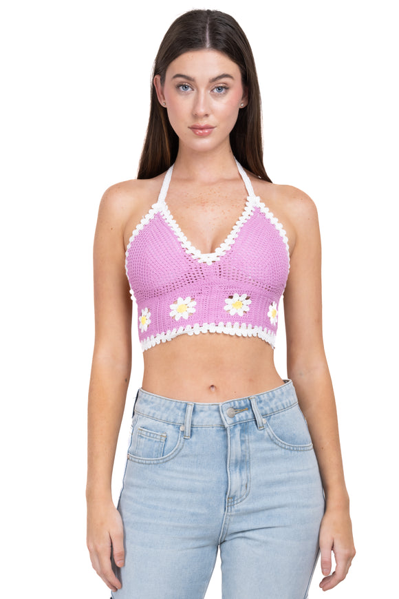 Top crop crochet flores