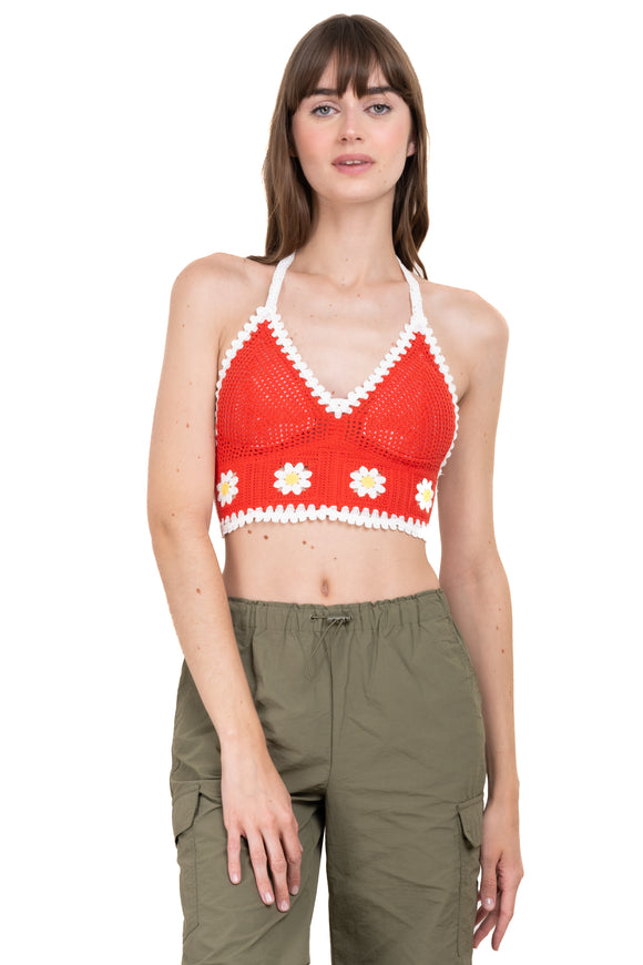 Top crop crochet flores