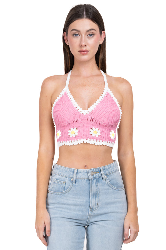 Top crop crochet flores