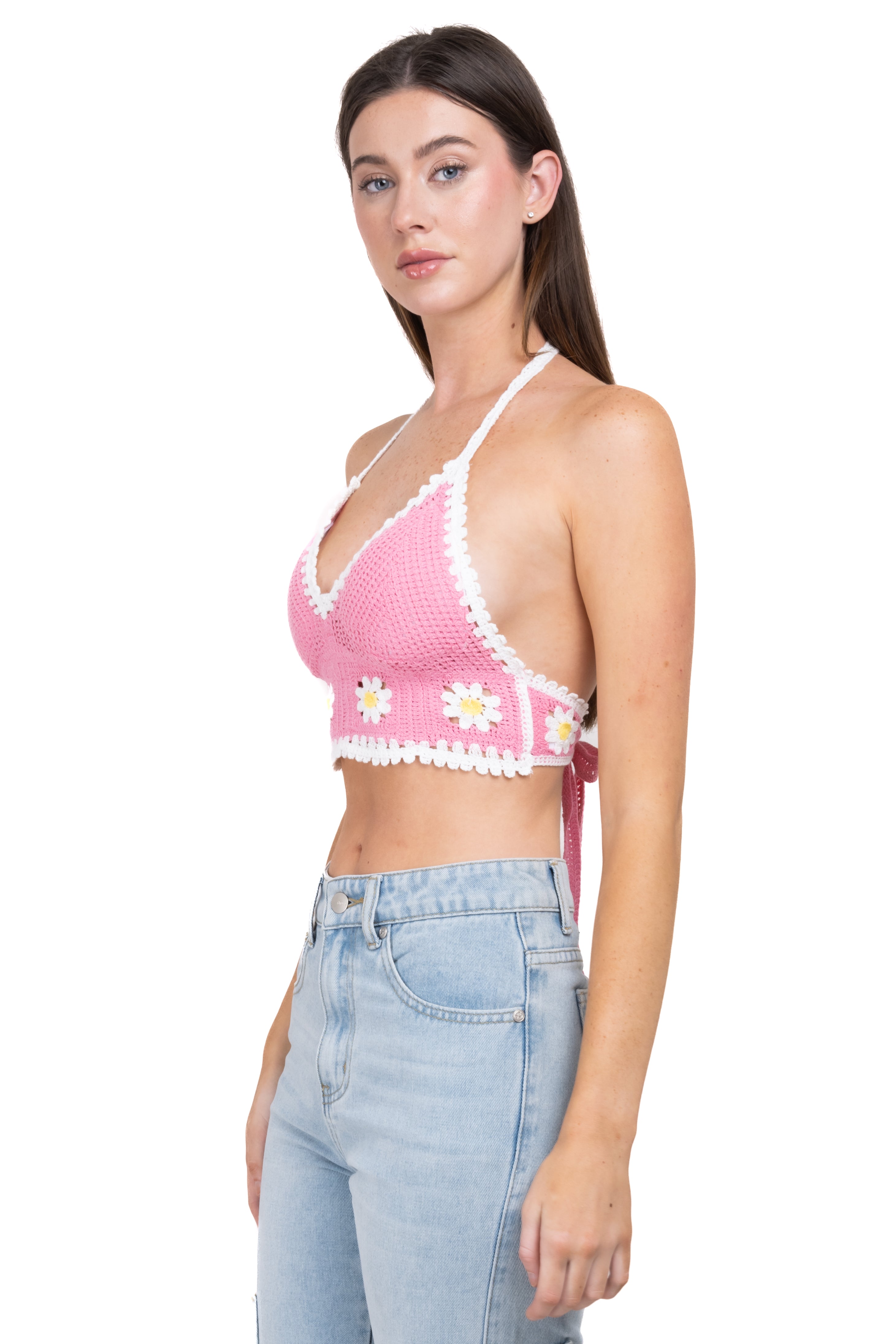 Top crop crochet flores ROSA