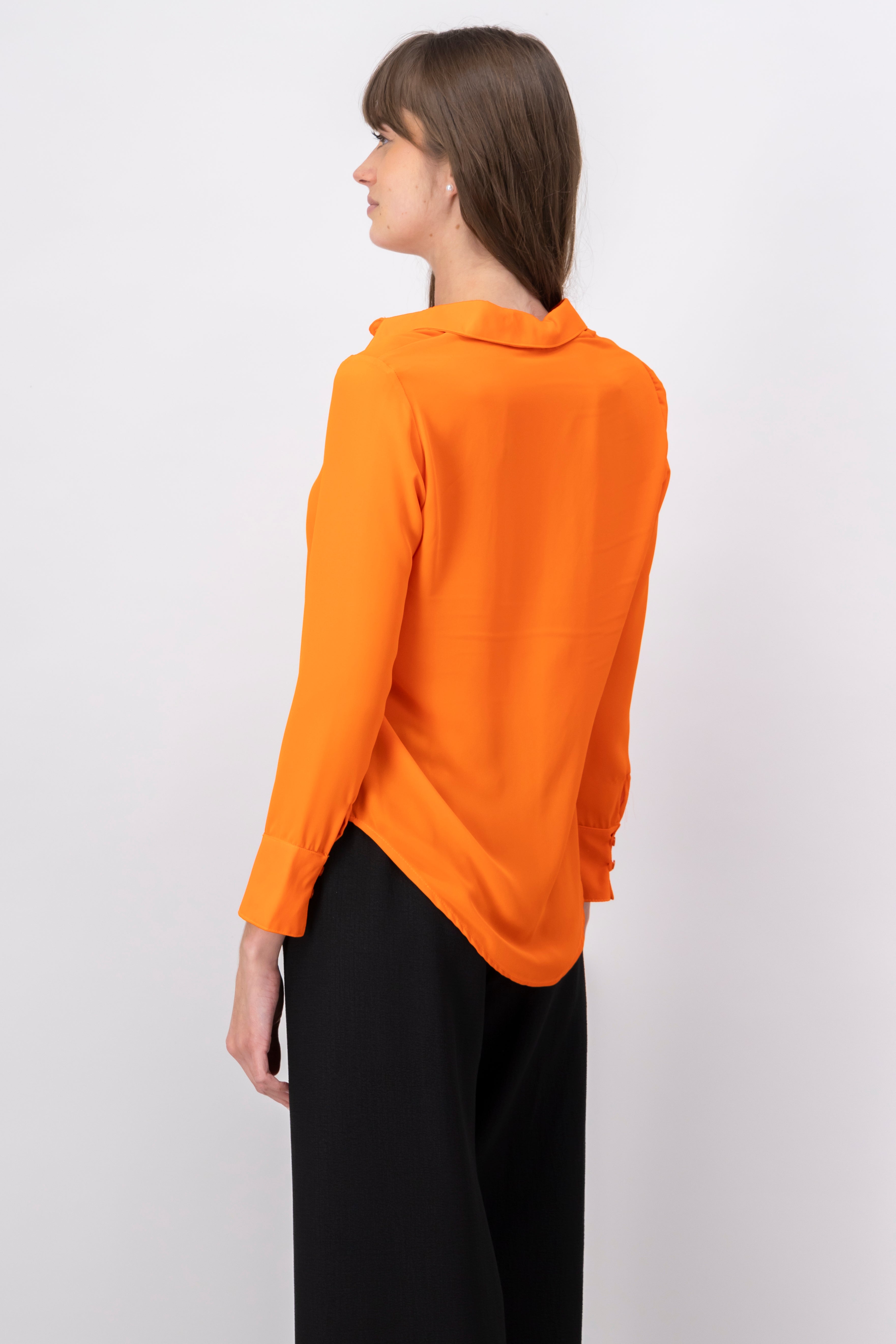 Camisa M/L lisa NARANJA BRILLANTE