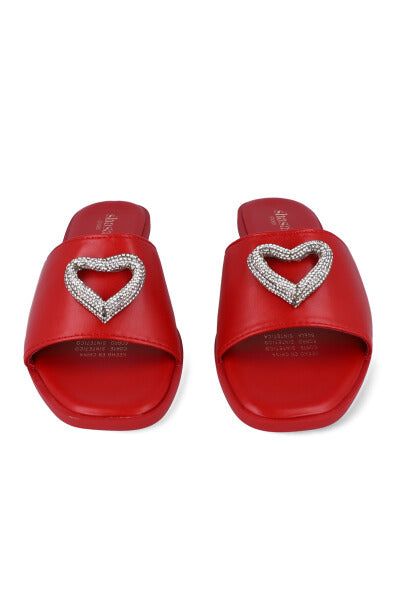 Sandalias pala broche corazón ROJO