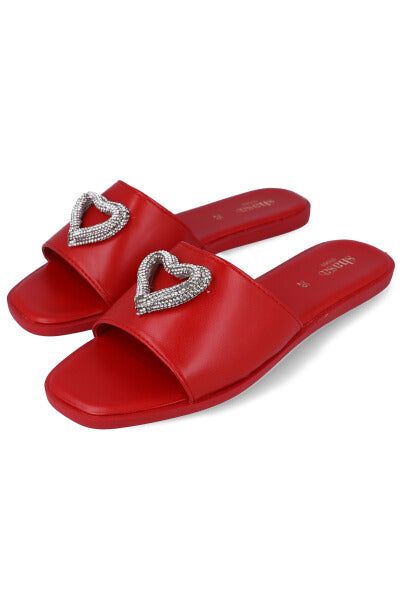 Sandalias pala broche corazón ROJO