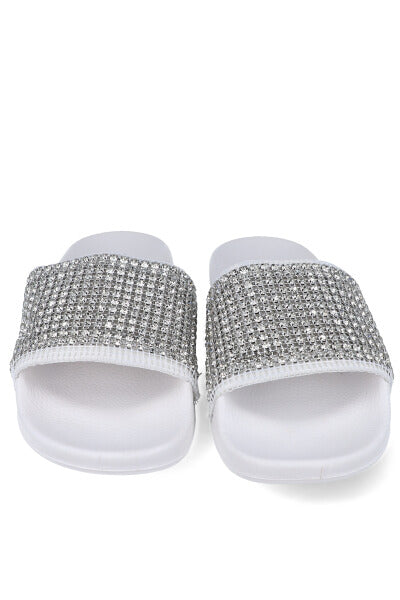 Sandalias slide brillos BLANCO