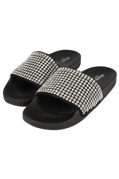 Sandalias slide brillos NEGRO
