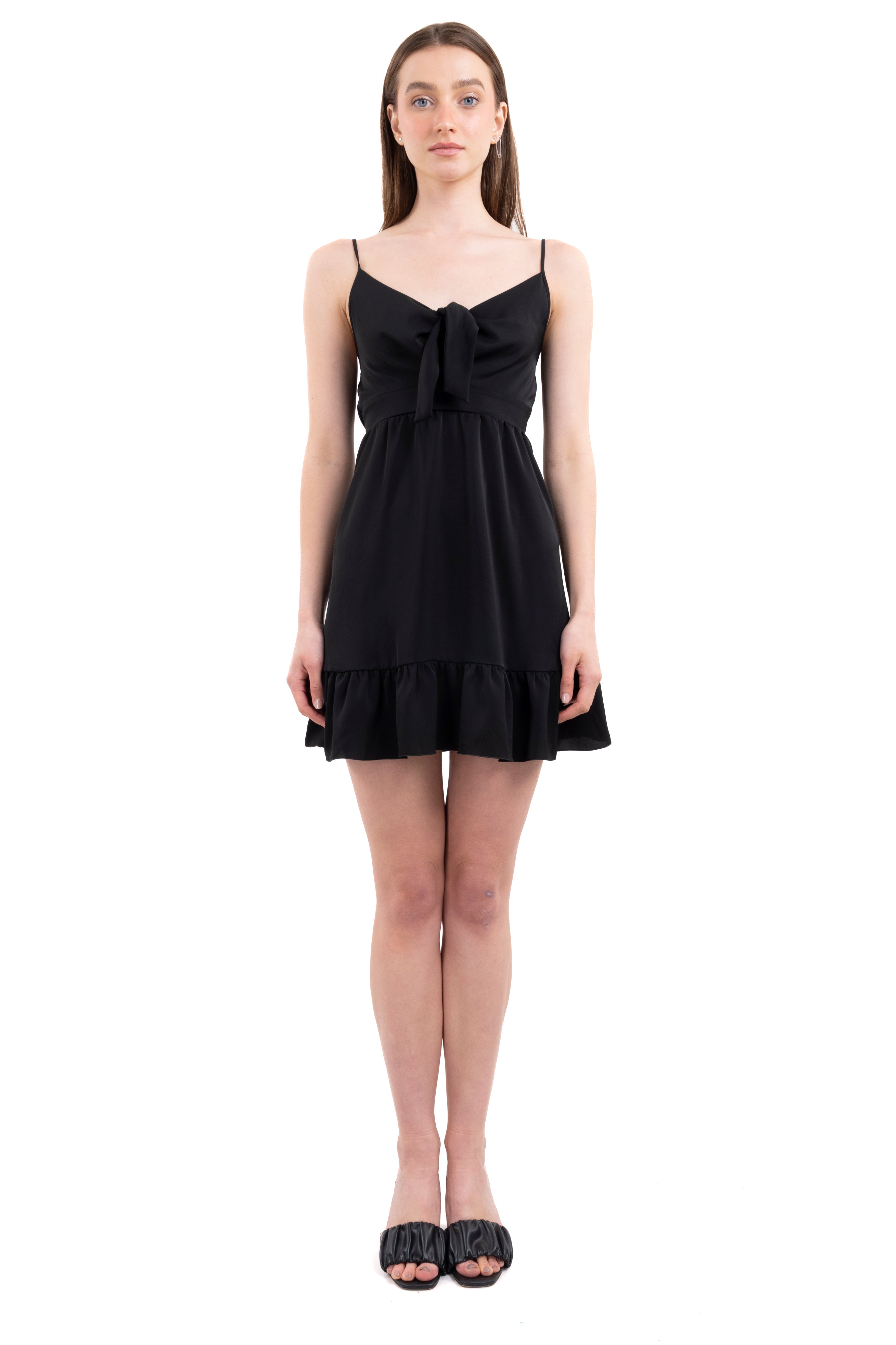 Vestido tirantes mini detalle nudo NEGRO