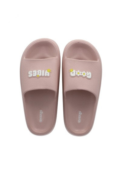 Sandalias slide frase delantera PALO DE ROSA