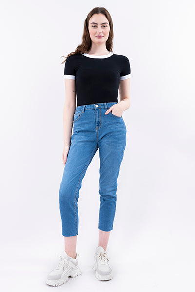 Jeans mom corte STONE MEDIO