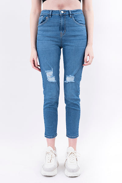 Jeans skinny destrucciones frontales