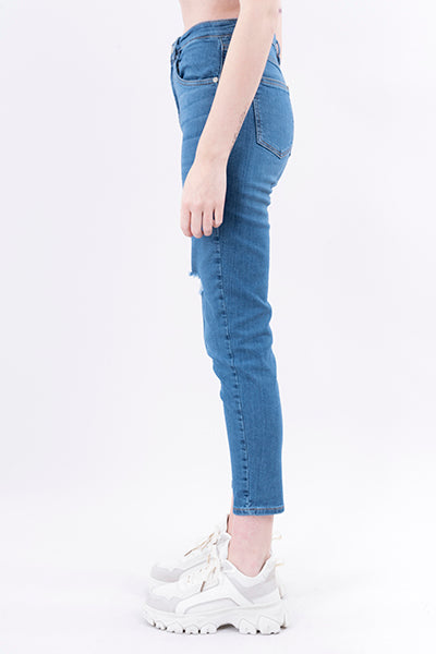 Jeans skinny destrucciones frontales STONE MEDIO