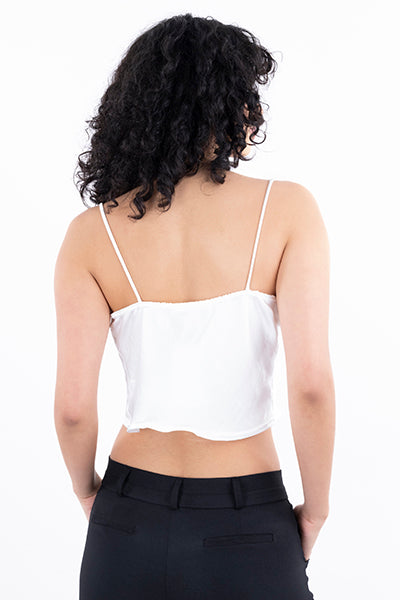 Top tirantes escote drapeado BLANCO