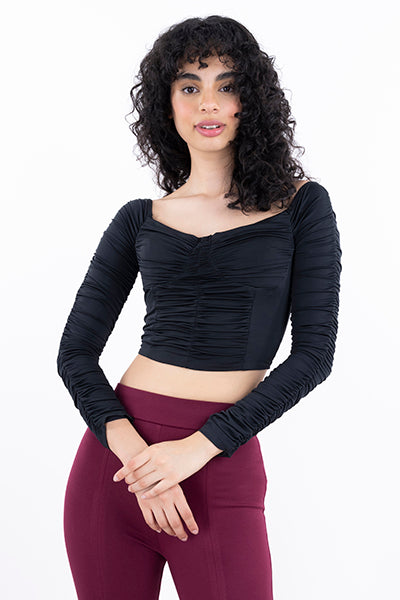 Top plisado con copas NEGRO