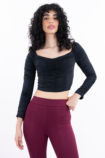 Top plisado con copas NEGRO
