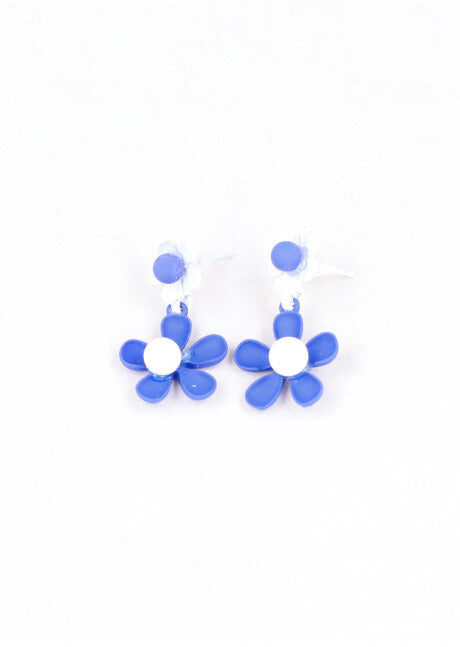 Aretes 2 Flores Color AZUL REY