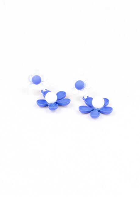 Aretes 2 Flores Color AZUL REY
