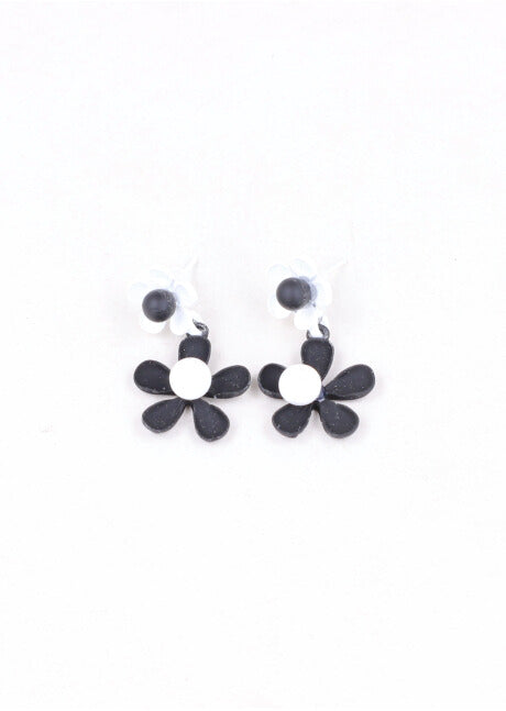 Aretes 2 Flores Color NEGRO