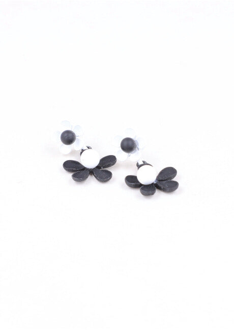 Aretes 2 Flores Color NEGRO