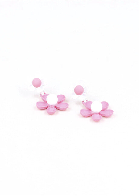 Aretes 2 Flores Color ROSA